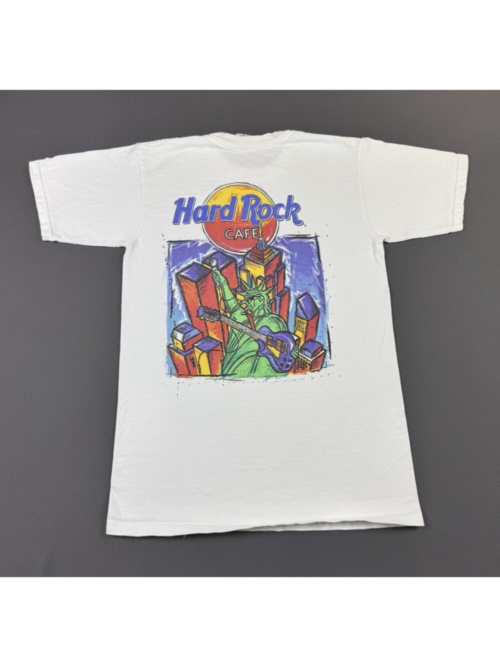 Rare Vintage 90s Hard Rock Cafe New York City USA Art Music Promo Small T Shirt
